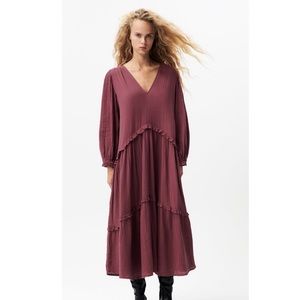 ZARA NEW PLEATED DRESS DARK PURPLE SIZE M